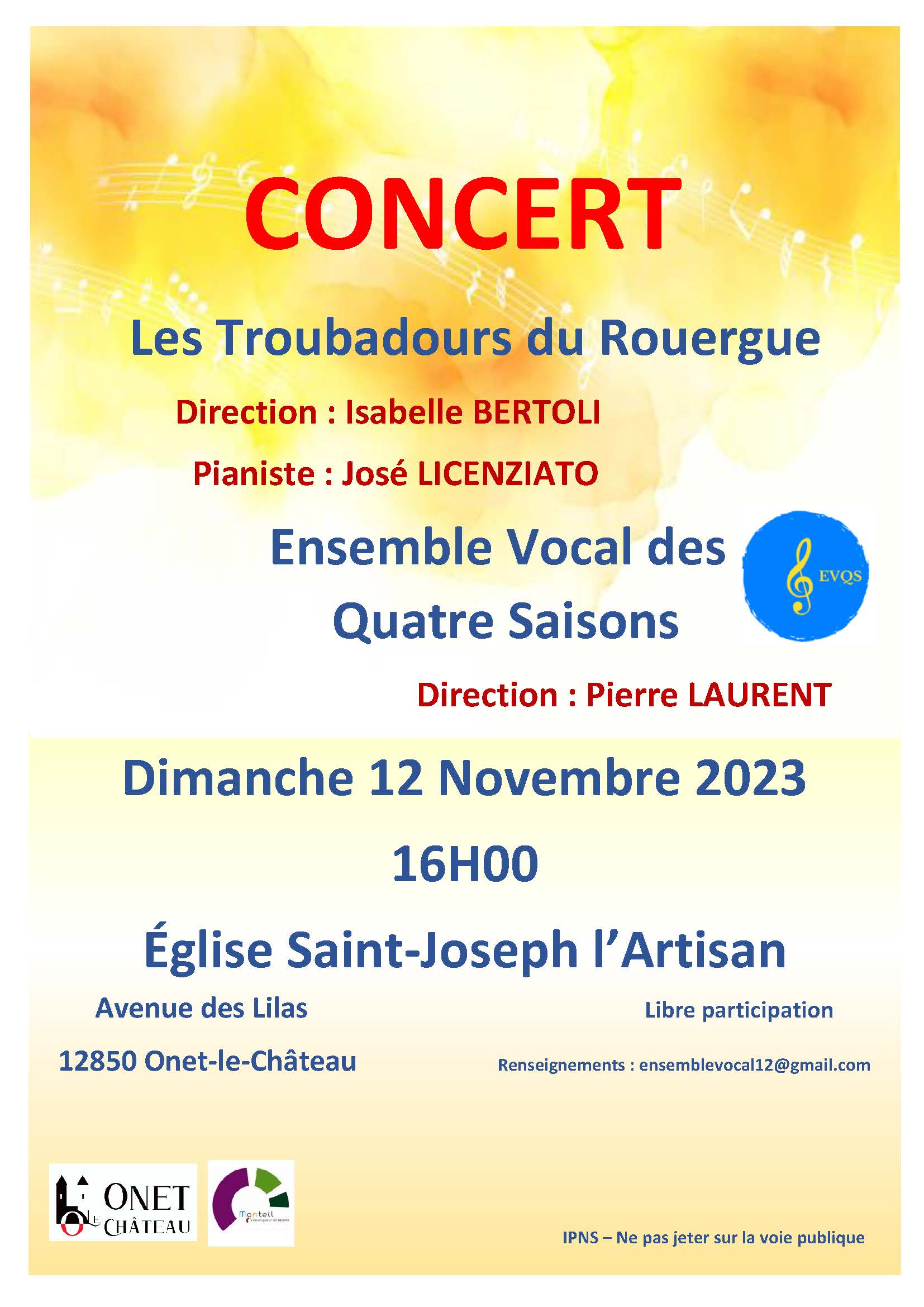 Concert Ensemble Vocal des QuatreSaisons & Les troubadours du
